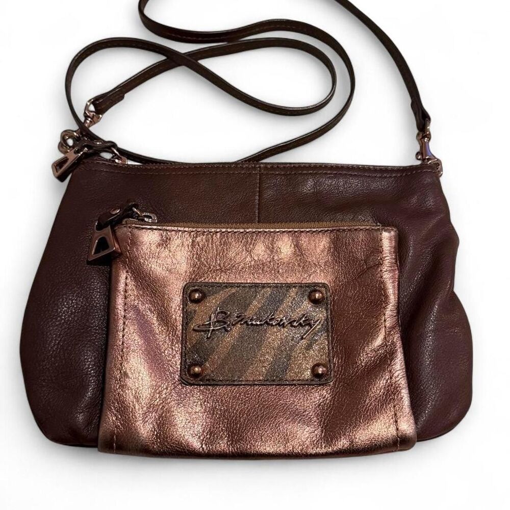 B. Makowsky Y2K Metallic Leather Crossbody Bag